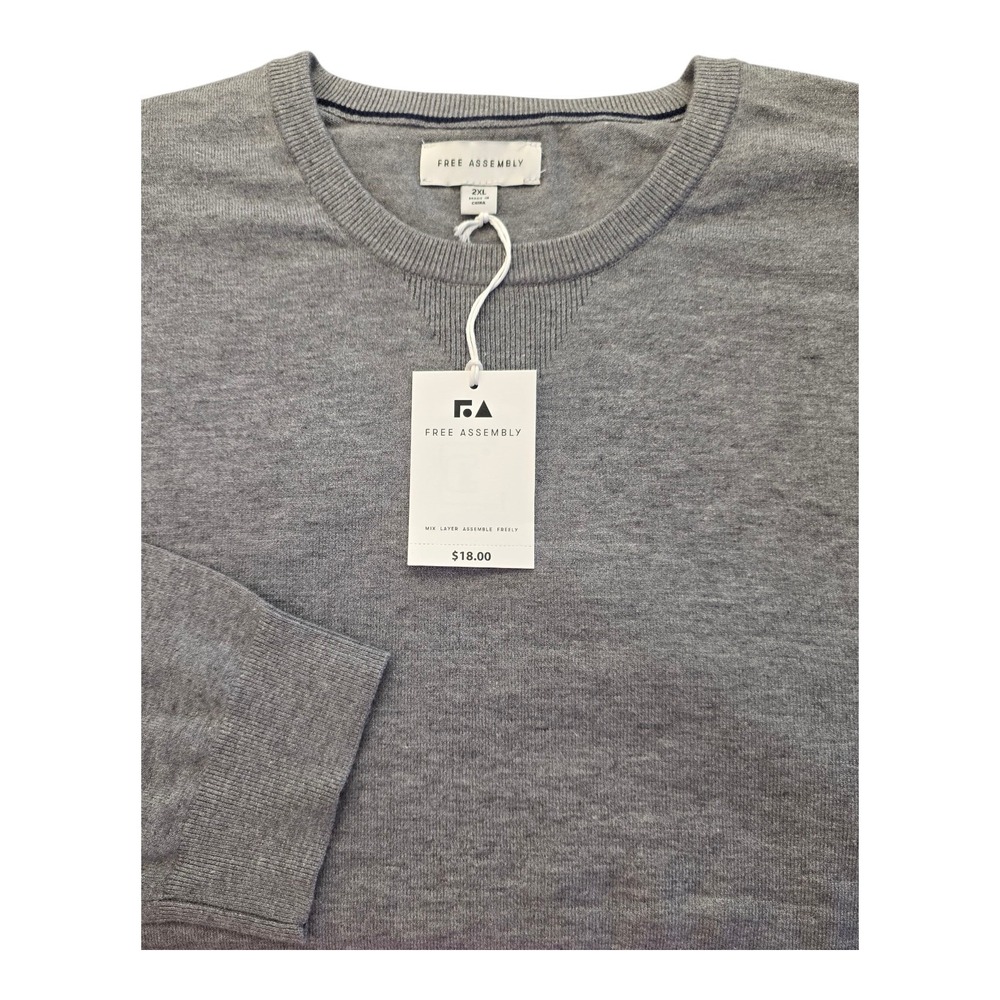 NWT Free Assembly Long Sleeve Sweater Mens Grey 2XL